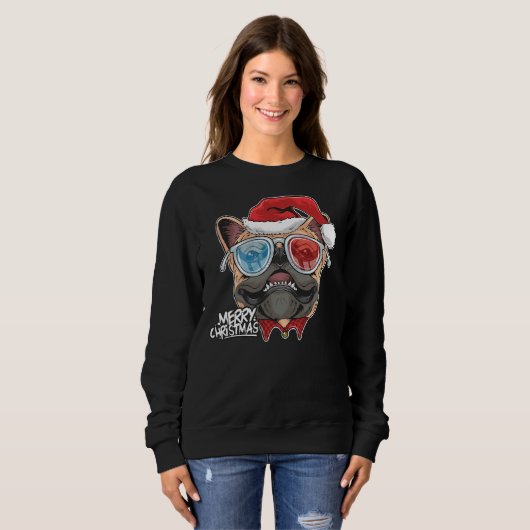 Sweatshirt Noël Un Pitbull Chien Père Noël Sur (Devant entier)