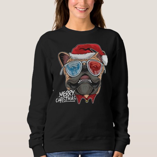Sweatshirt Noël Un Pitbull Chien Père Noël Sur (Devant)