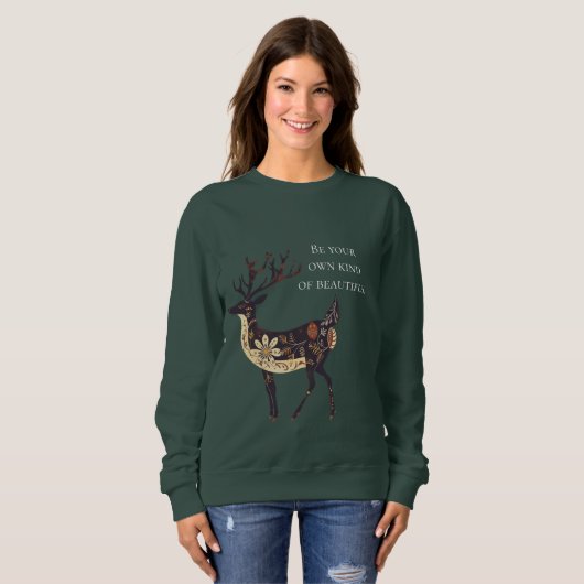 Sweatshirt Noël Whimsical Brown Deer (Devant entier)