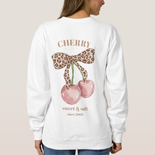 Sweatshirt Nœud Papillon Rétro Léopard Cerise Douce & Douille (Dos)