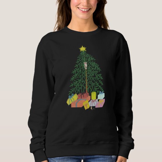 Sweatshirt noir arbre de Noël (Devant)