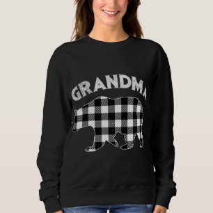 Sweatshirt Noir Et Blanc Buffle Plaid Grandma Bear Christy