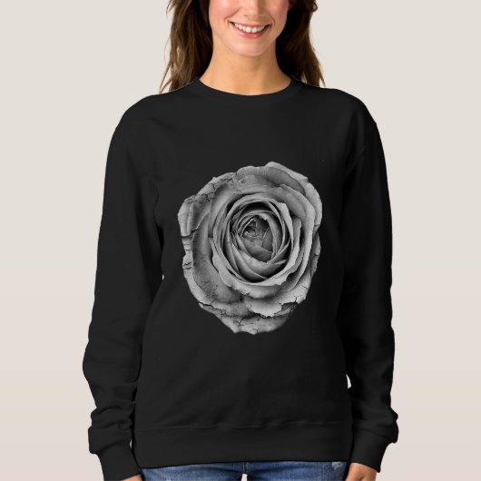 Sweatshirt Noir Et Blanc rose Joli Fleur (Devant)