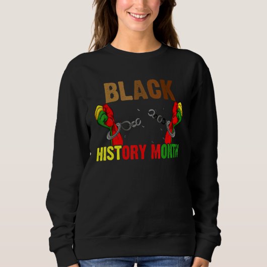 Sweatshirt Noir Histoire Mois Monter Poing Afro Melanin Queen (Devant)
