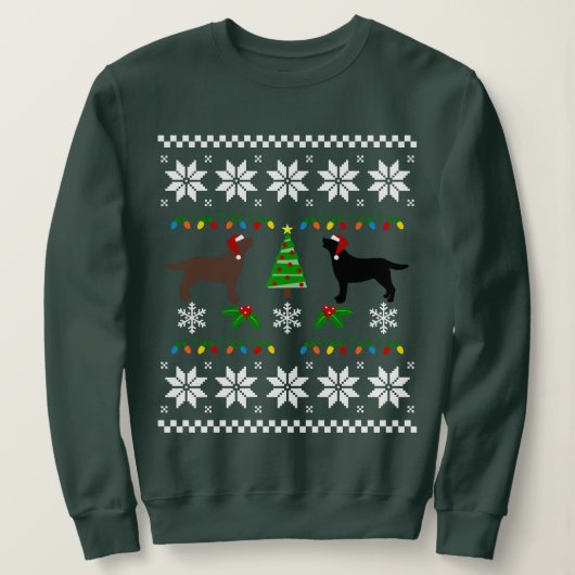Sweatshirt Noir Labrador et chocolat Labrador Noël (Design devant)