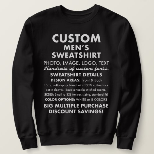 Sweatshirt noir personnalisé masculin (Design devant)