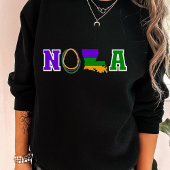 Sweatshirt NOLA Louisiana Mardi Gras violet Vert et or