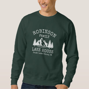 Sweatshirt Nom de famille Lake House Rustic White Silhouette