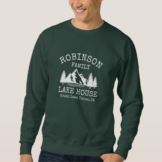 Sweatshirt Nom de famille Lake House Rustic White Silhouette (Devant)