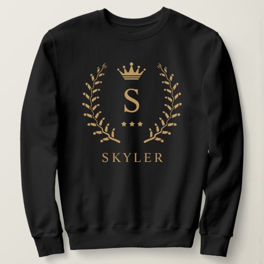 Sweatshirt Nom de la Personnaliser et premier monogramme noir (Design devant)