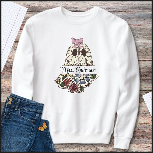Sweatshirt Nom de l'enseignant Fantôme Floral Mignon