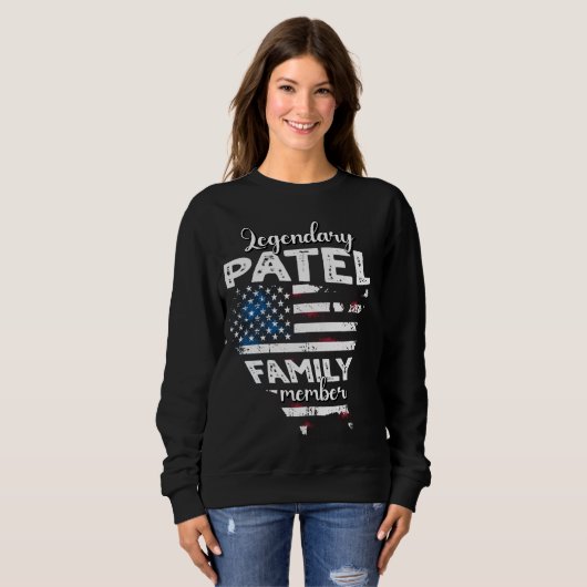 Sweatshirt Nom Patel US Drapeau Patel Nom Patel (Devant entier)