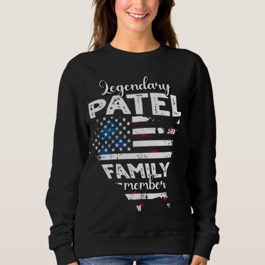 Sweatshirt Nom Patel US Drapeau Patel Nom Patel (Devant)