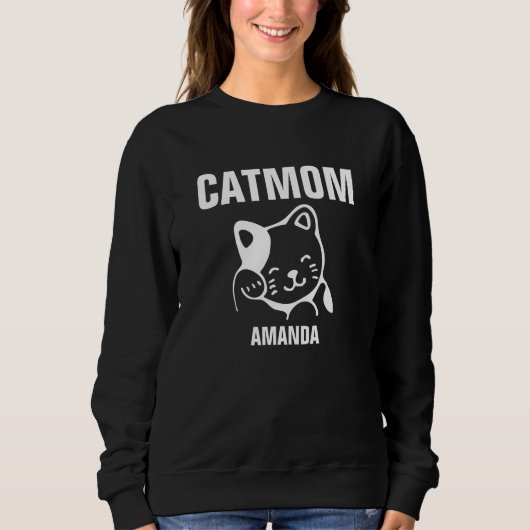 Sweatshirt Nom personnalisé de la mère de chat personnalisée (Devant)