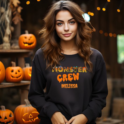 Sweatshirt Nom personnalisé de l'équipage Monster Halloween