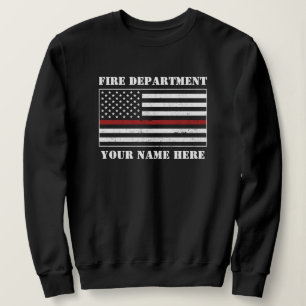 Sweatshirt Nom personnalisé Mince Ligne rouge Drapeau Fière P