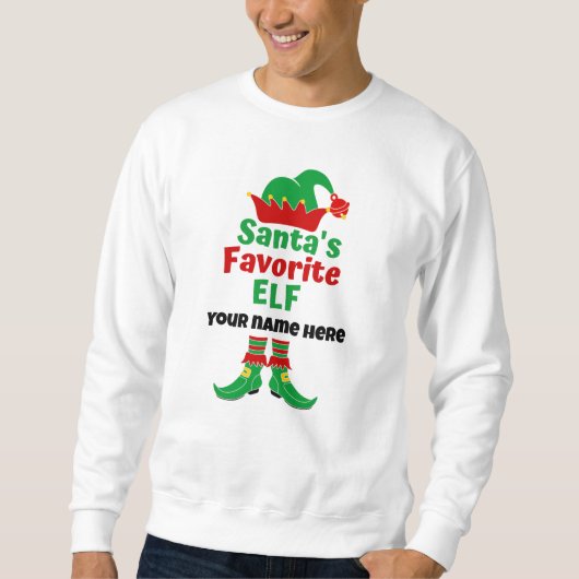 Sweatshirt Nom personnalisé Père Noël T-shirt Elf favori (Devant)