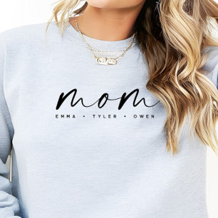 Sweatshirt Noms d'enfants de maman « Mom » écriture moderne,
