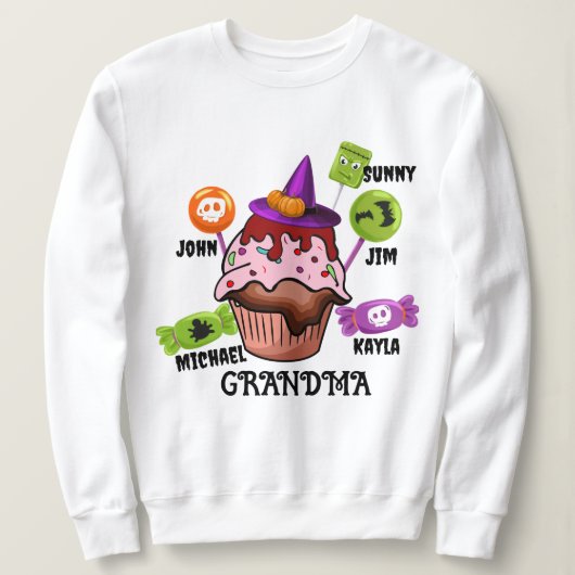 Sweatshirt Noms des enfants personnalisables Halloween Candy  (Design devant)