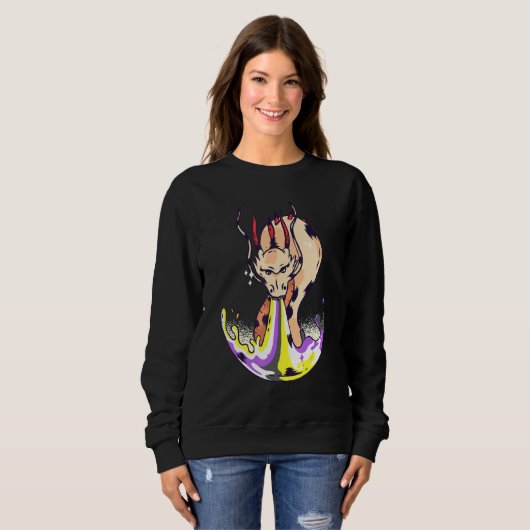 Sweatshirt Nonbinary Dragon FIre LGBTQ Nonbinary Flag Nonbina (Devant entier)