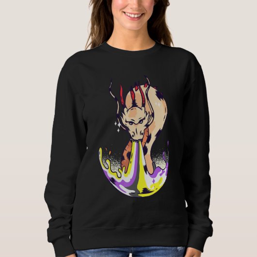 Sweatshirt Nonbinary Dragon FIre LGBTQ Nonbinary Flag Nonbina (Devant)