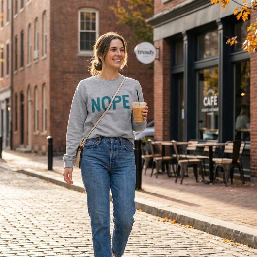Sweatshirt NOPE | Distressed Sarcasm Typography in Blue 