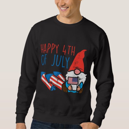 Sweatshirt Nordic Gnome US Drapeau Joyeux Jardin 4 juillet Pa (Devant)