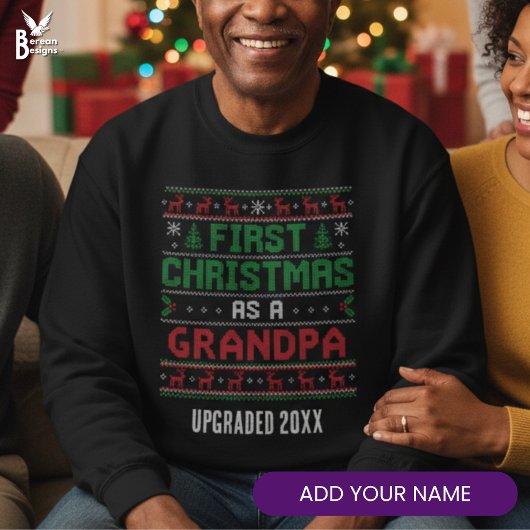 Sweatshirt Nordic Knit Style FIRST CHRISTMAS AS GRANDPA