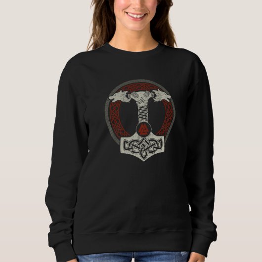 Sweatshirt Norse Mythology Wolf Thor Valknut Celtic Symbol Vi (Devant)