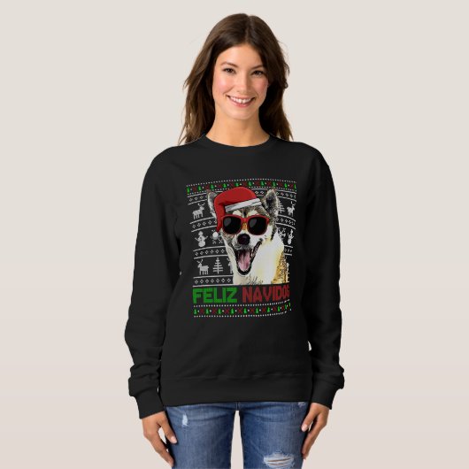 Sweatshirt Norvégien Chasse-Poupée Chien Feliz Navidog Funny (Devant entier)