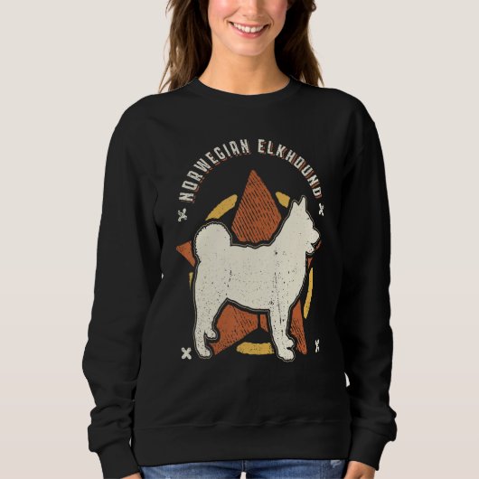 Sweatshirt Norwegian Elkhound Vintage Retro Classic Dog (Devant)