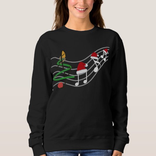 Sweatshirt Notes de musique de Noël Santa Hat Treble Clef (Devant)