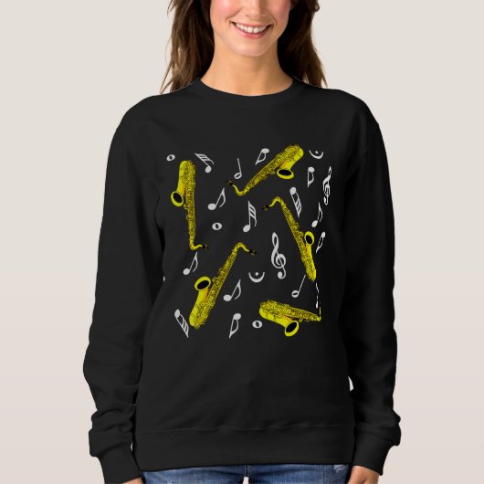 Sweatshirt Notes de musique saxophone (Devant)