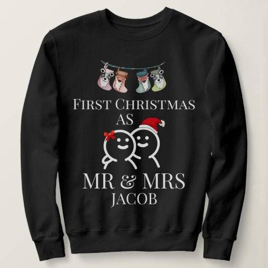 Sweatshirt Notre premier Noël en tant que M. et Mme Newlywa (Design devant)