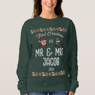 Sweatshirt Notre premier Noël en tant que M. et Mme Newlywa