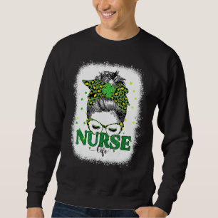 Sweatshirt Nourriture blanchie Vie Messy Bun Leopard St patri