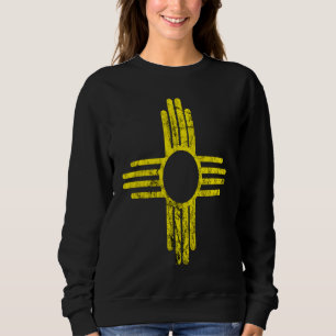Sweatshirt Nouveau Mexique Symbole de Soleil Zia Jaune Détres