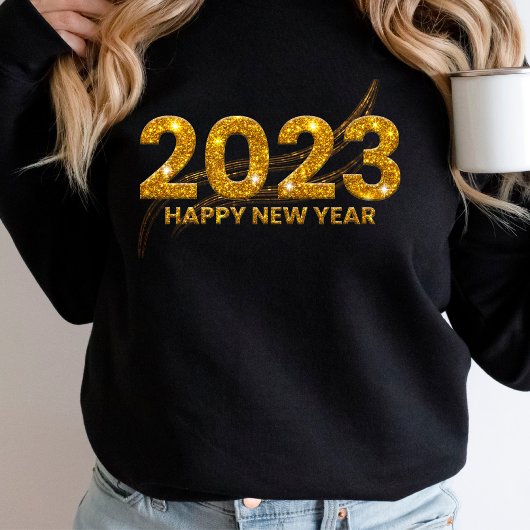 Sweatshirt Nouvel an 2023 Parties scintillant d'or étincelant