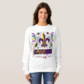 Sweatshirt Nouvelle-Orléans Mardi Gras jaune violet vert (Devant entier)