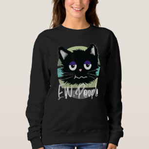 Sweatshirt Nouvelles personnes Chat noir Sleepy Face Vintage