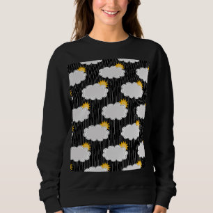Sweatshirt Nuages de soleil pluvieux Design Motif noir