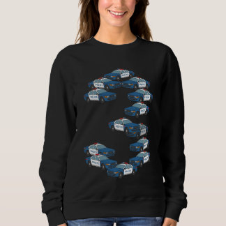Sweatshirt Number 3 Police Cars 3rd Birthday Boy Officer Cop 