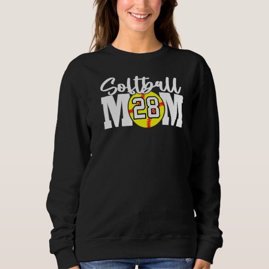 Sweatshirt Numéro 28 de la maman du softball (Devant)