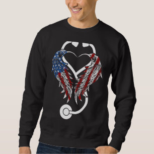Sweatshirt Nurse Angel Wings Patriotique Juillet 4 Présente P