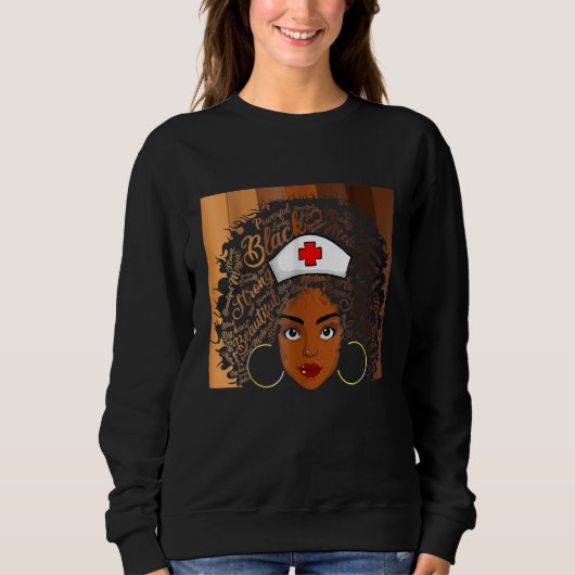 Sweatshirt Nurse Black Women Black History Month Afro African (Devant)