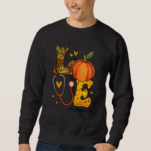 Sweatshirt Nurse Leopard Pumpkin Thanksgiving Love Pharmacist (Devant)