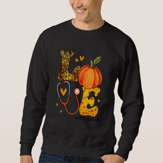 Sweatshirt Nurse Leopard Pumpkin Thanksgiving Love Practical  (Devant)