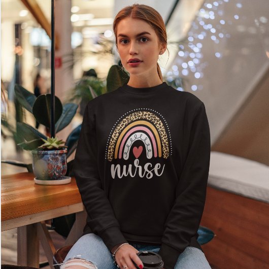 Sweatshirt Nurse Leopard Rainbow Funny Nurse