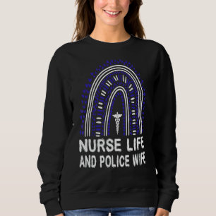 Sweatshirt Nurse Life Et Épouse De Police American Rainbow Po