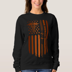Sweatshirt Nurse Life Nurse Week Us Flag Heartbeat Nurse Day